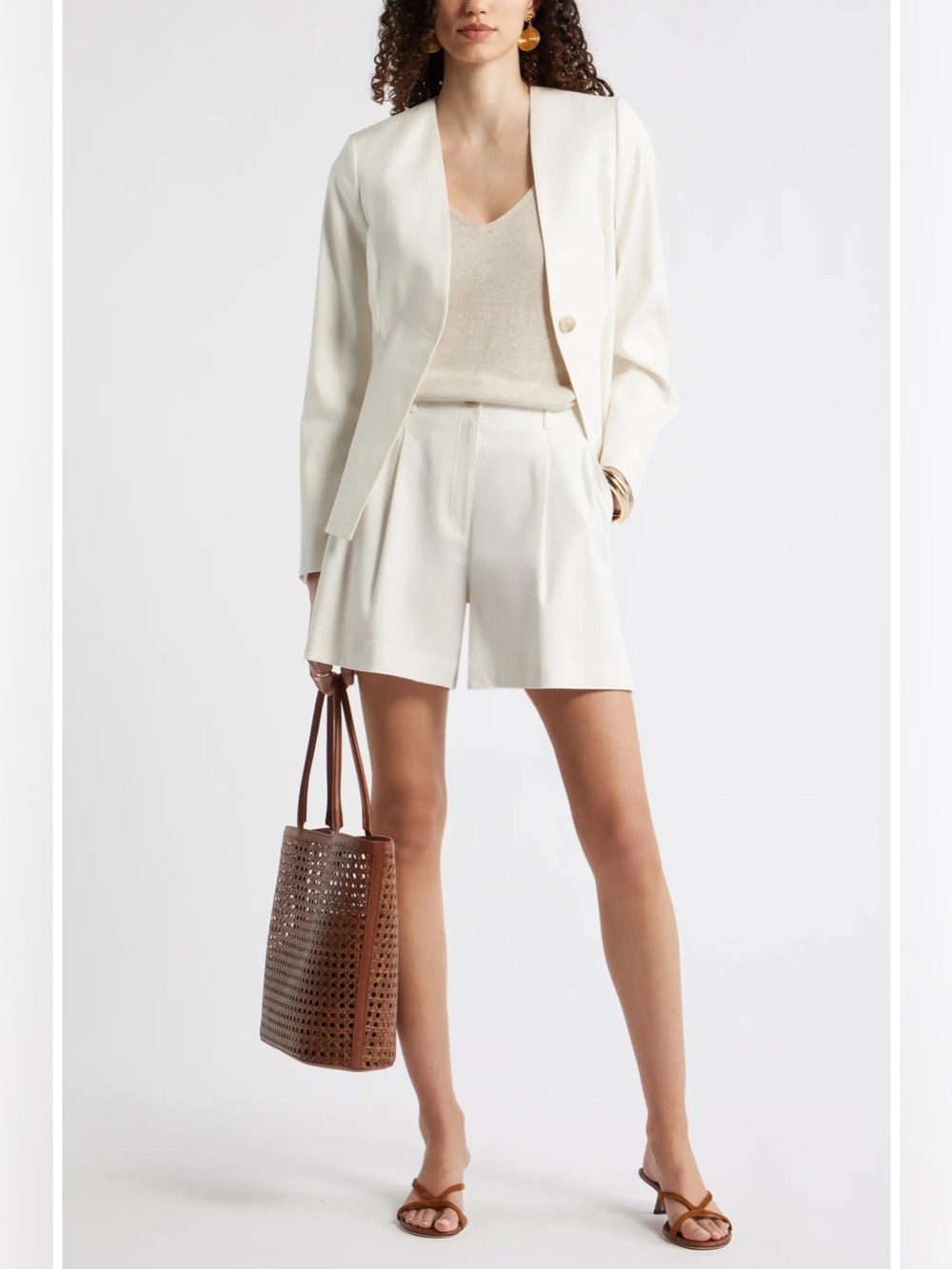 Nordstrom Cream Tailored Bermuda Shorts